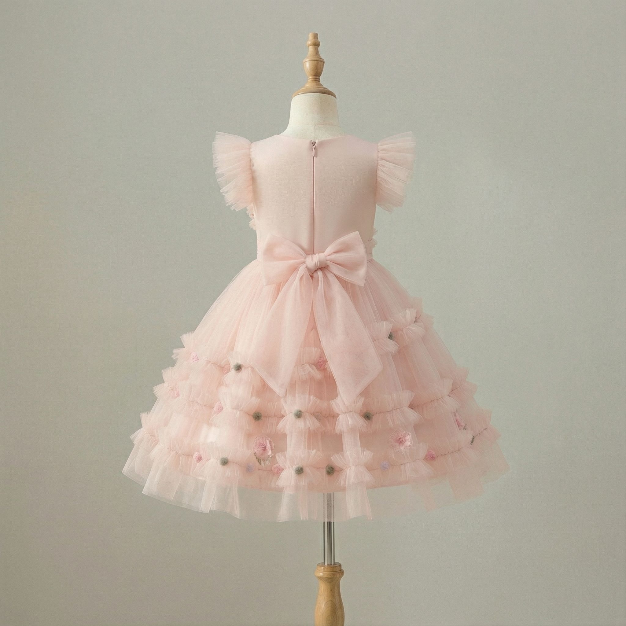 5 Stunning Satin Dresses | Girls Solid Satin Couture Dress with Elegant Ruffle Details - Image 2