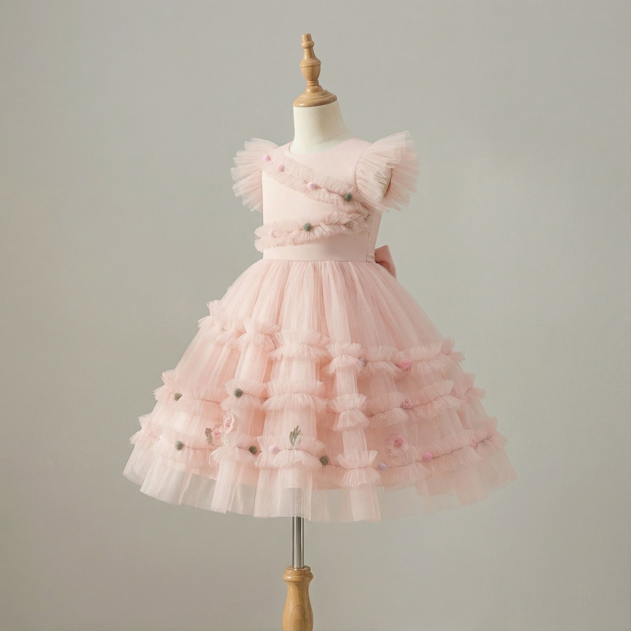 5 Stunning Satin Dresses | Girls Solid Satin Couture Dress with Elegant Ruffle Details - Image 4