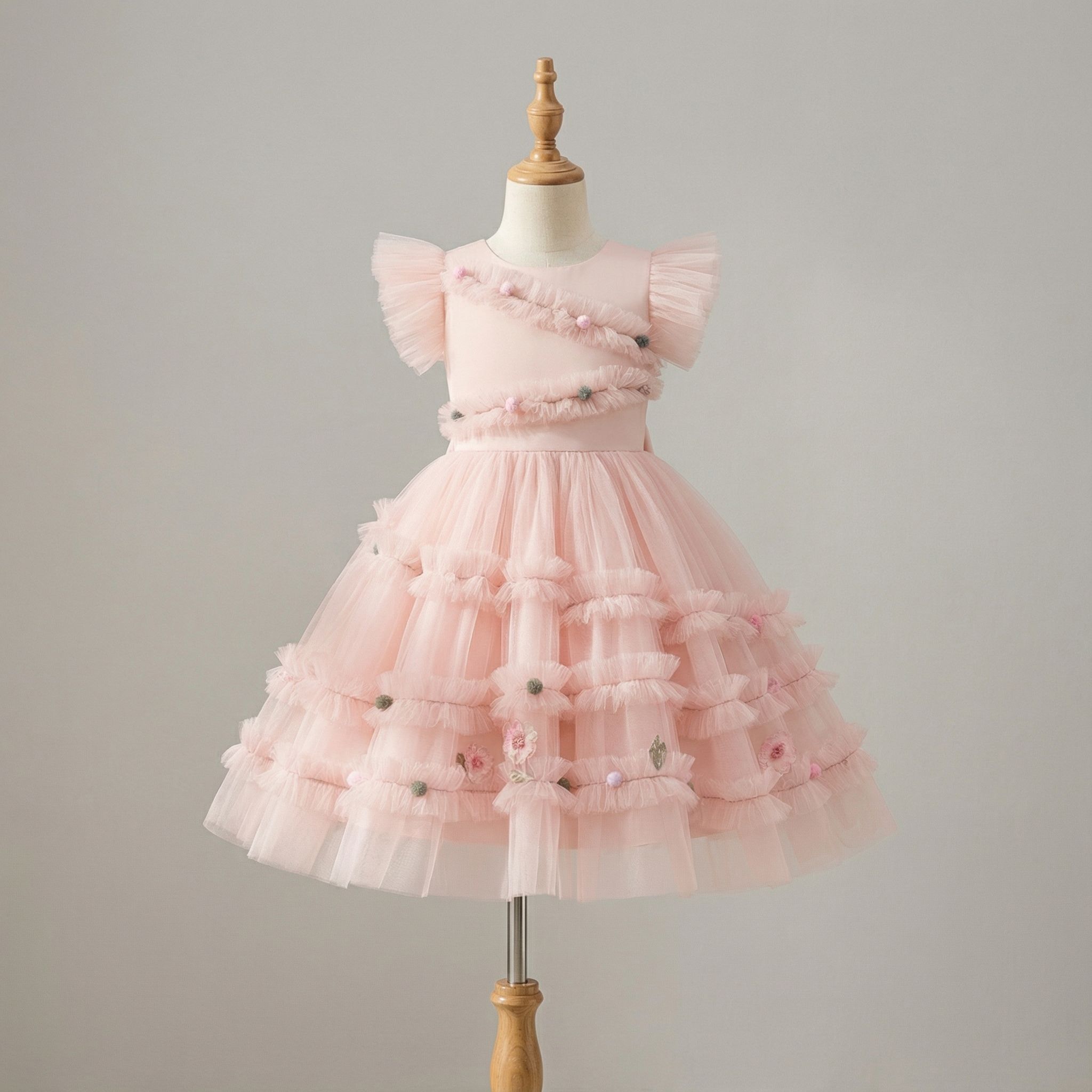 5 Stunning Satin Dresses | Girls Solid Satin Couture Dress with Elegant Ruffle Details
