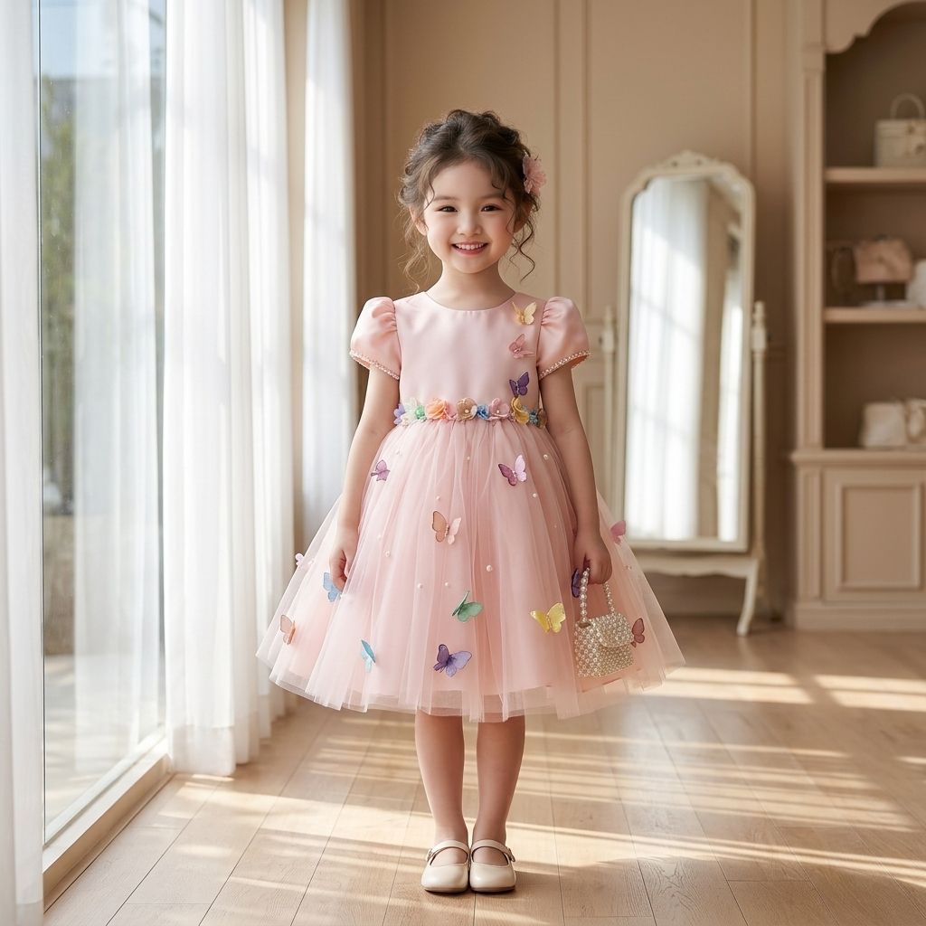 5 Whimsical Princess Dresses | Girls Blush Pink Tulle Birthday Dress with Elegant Luxury Details - Image 3