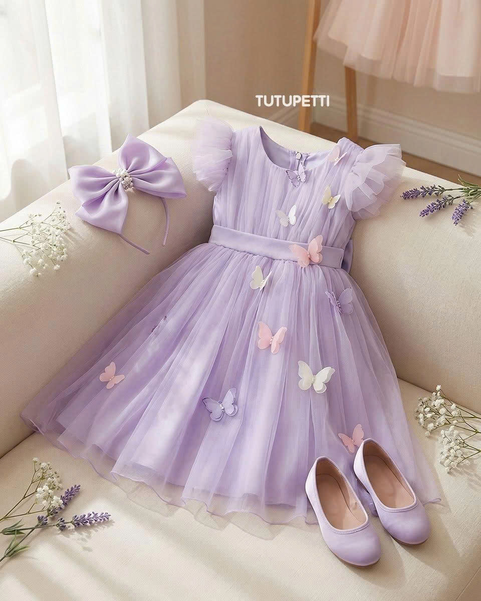 8 Magical Flower Girl Dresses | Lavender Tulle Butterfly Princess Dress for Girls - Image 5