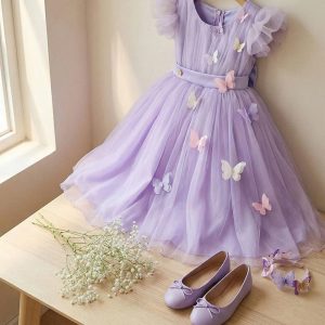 8 Magical Flower Girl Dresses | Lavender Tulle Butterfly Princess Dress for Girls