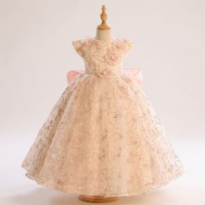 5 Radiant Flower Girl Dresses | Girls Blush Pink Satin Dress with Elegant Princess Details