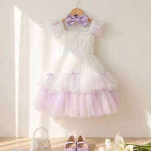 Purple Birthday Dresses for Girls – 1 Pearl Enchanting Tiered Tulle Gown