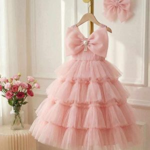 7 Gorgeous Princess Dresses | Blush Pink Tiered Tulle Dress with Oversized Bow