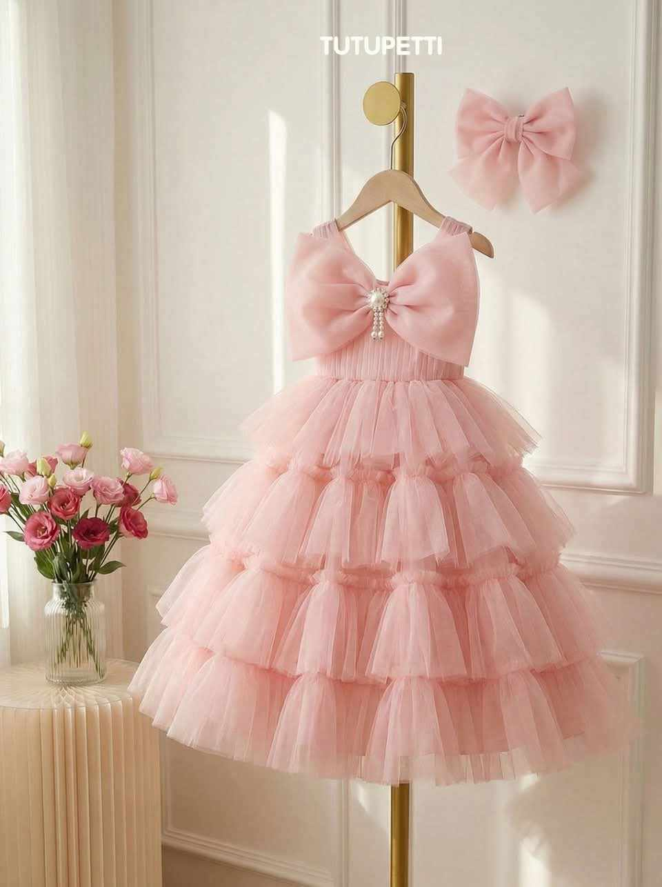 7 Gorgeous Princess Dresses | Blush Pink Tiered Tulle Dress with Oversized Bow