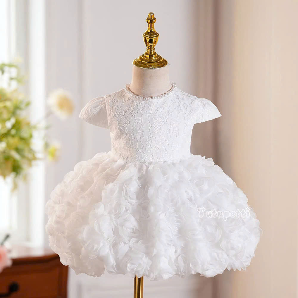 White Lace Birthday Dresses for Girls – 1 Exquisite Pure Rose Petal Gown - Image 4