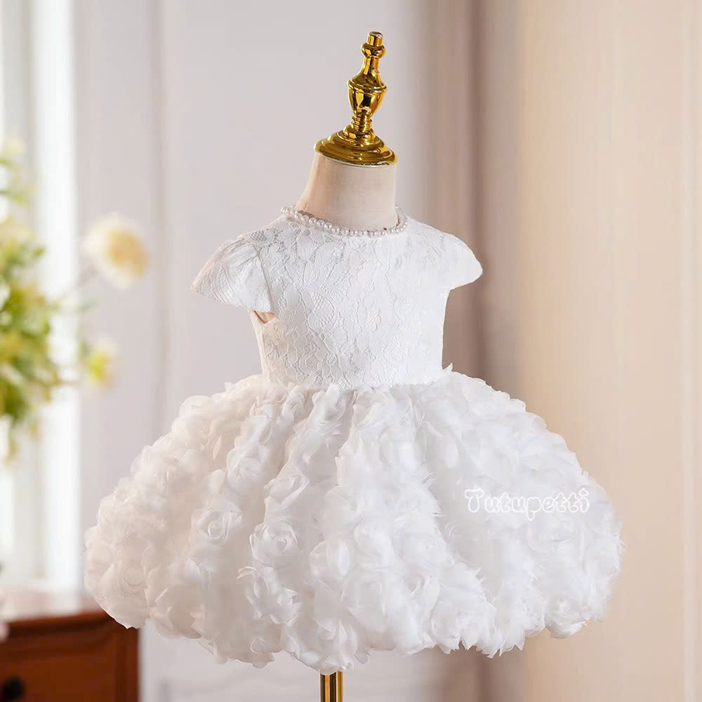 White Lace Birthday Dresses for Girls – 1 Exquisite Pure Rose Petal Gown - Image 5
