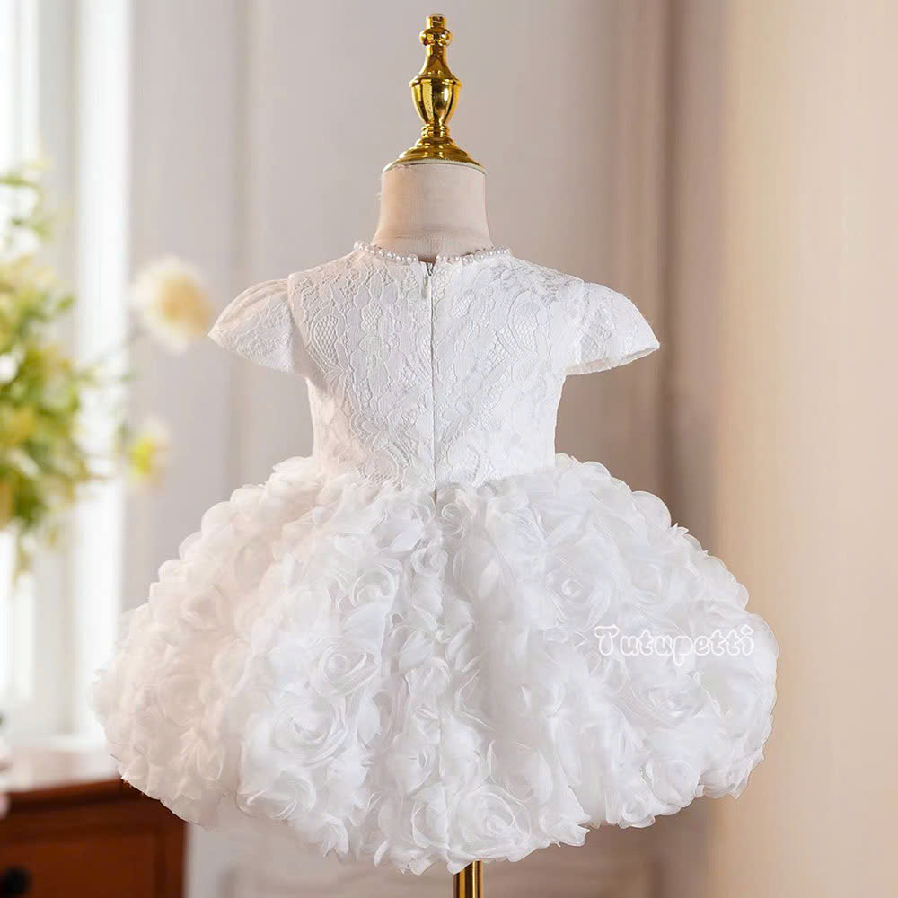 White Lace Birthday Dresses for Girls – 1 Exquisite Pure Rose Petal Gown - Image 6