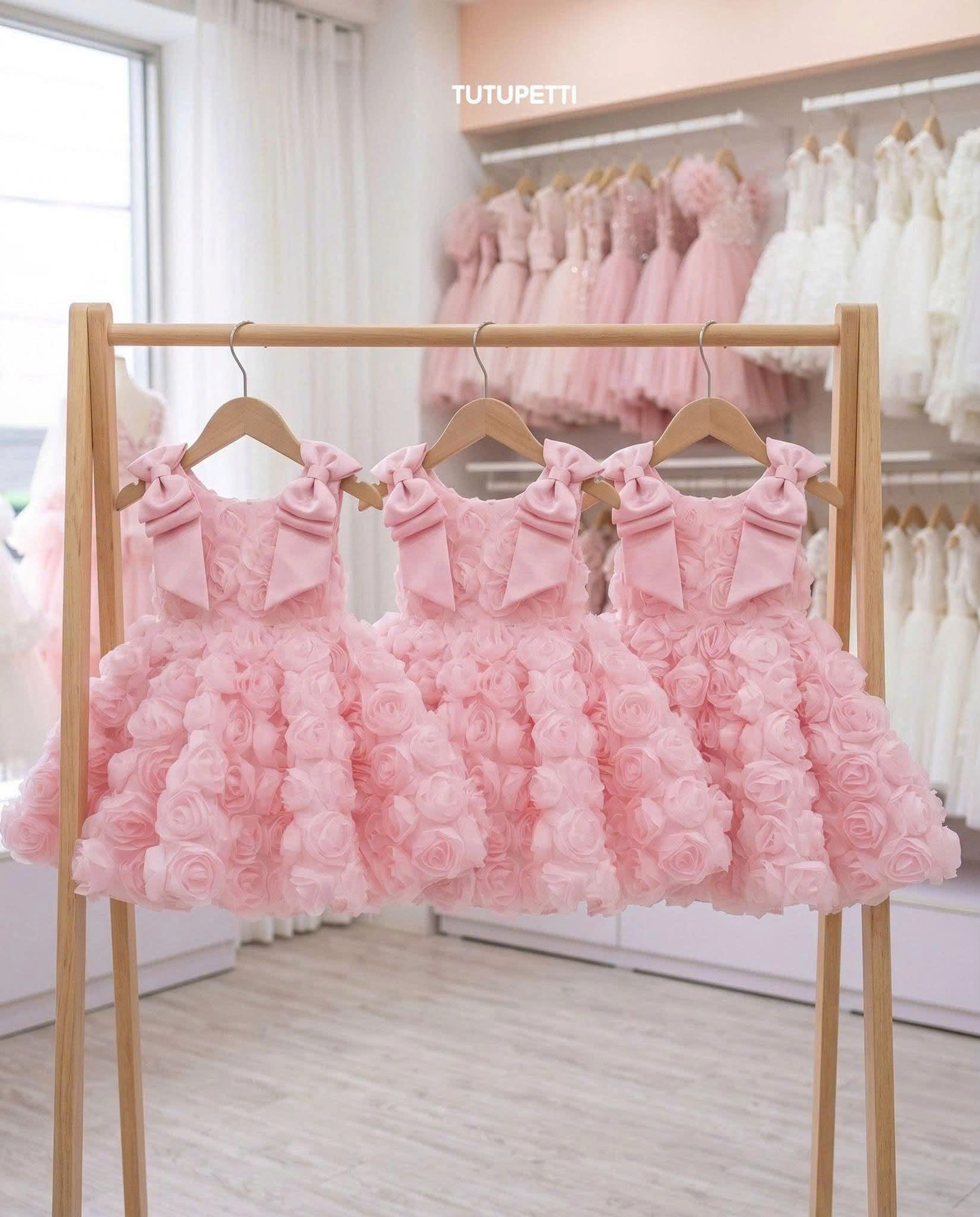 5 Enchanting Flower Girl Dresses | Girls Pink Rose Tulle Dress with Oversized Bow & Romantic Princess Skirt - Image 2
