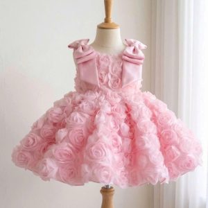 5 Enchanting Flower Girl Dresses | Girls Pink Rose Tulle Dress with Oversized Bow & Romantic Princess Skirt