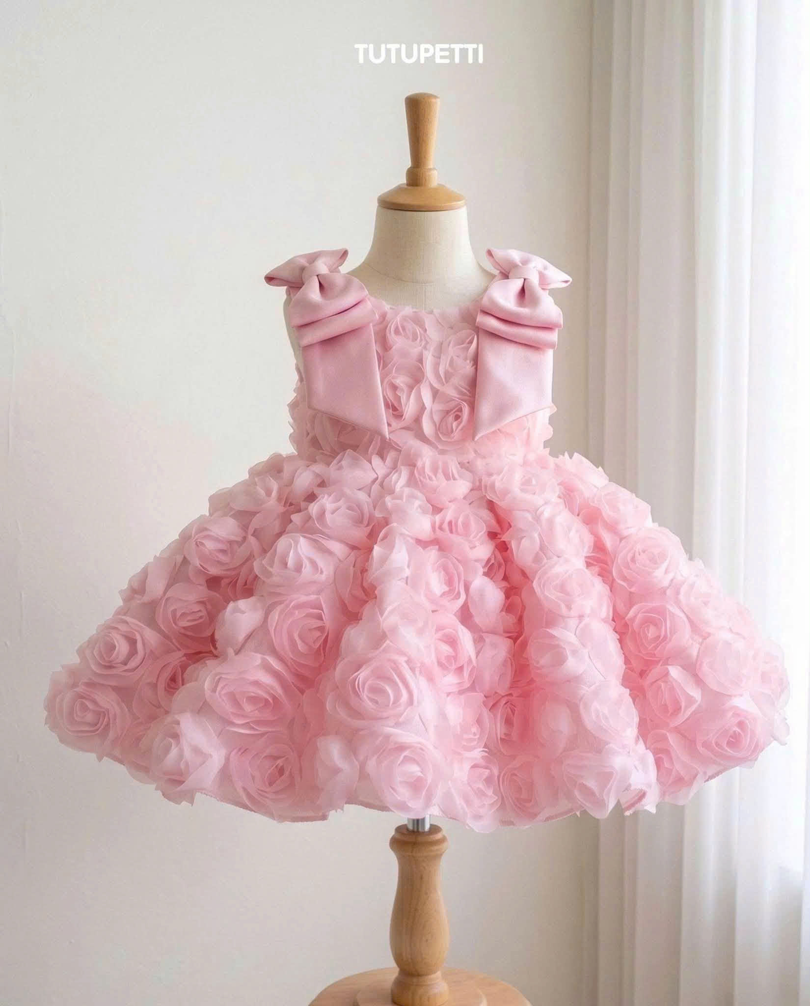 5 Enchanting Flower Girl Dresses | Girls Pink Rose Tulle Dress with Oversized Bow & Romantic Princess Skirt