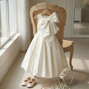Bow Birthday Dresses – 1 Elegant Flawless Oversized Bow Satin Gown