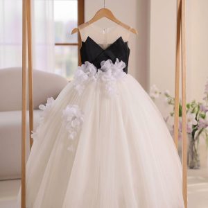 Black and White Birthday Dresses – 1 Breathtaking Chic Floral Tulle Gown