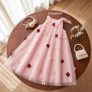 Pink Birthday Dresses for Girls – 1 Lovely Charming Floral Tulle Dress