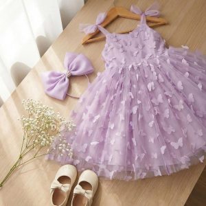 5 Magical Princess Dresses | Girls Lavender Butterfly Tulle Dress with Oversized Bow & Dreamy Layered Skirt
