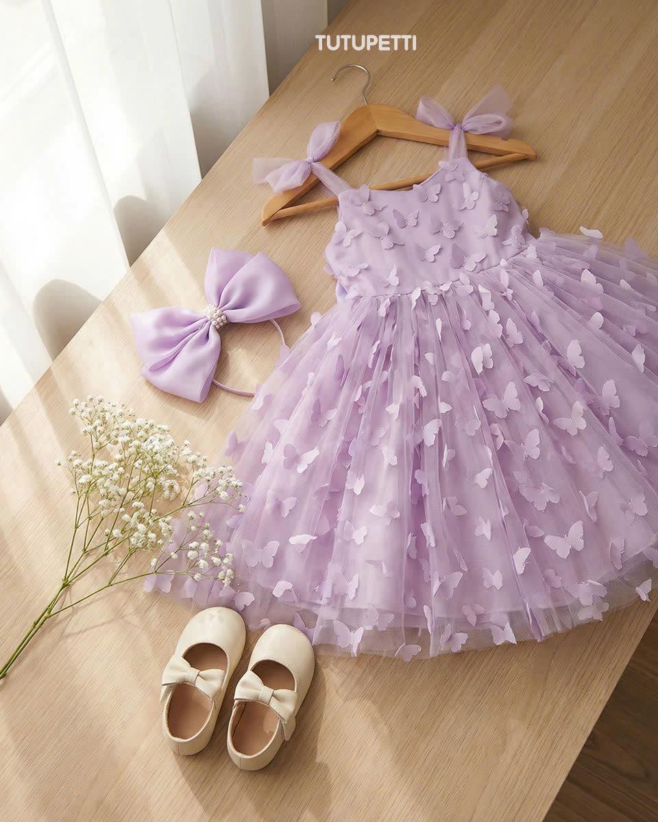 5 Magical Princess Dresses | Girls Lavender Butterfly Tulle Dress with Oversized Bow & Dreamy Layered Skirt