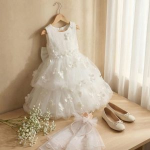 White Birthday Dresses for Girls – 1 Pure Breathtaking Floral Tulle Gown