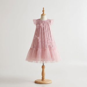 5 Radiant Princess Dresses | Girls Pink Glitter Tulle Party Dress with Sparkling Details