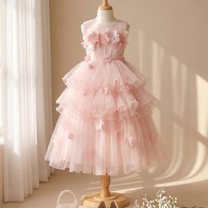 Pink Birthday Dresses for Girls – 1 Breathtaking Enchanting Tiered Floral Gown