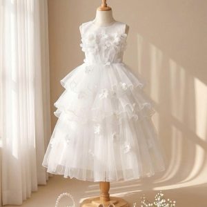 White Birthday Dresses for Girls – 1 Pure Breathtaking Tiered Floral Gown