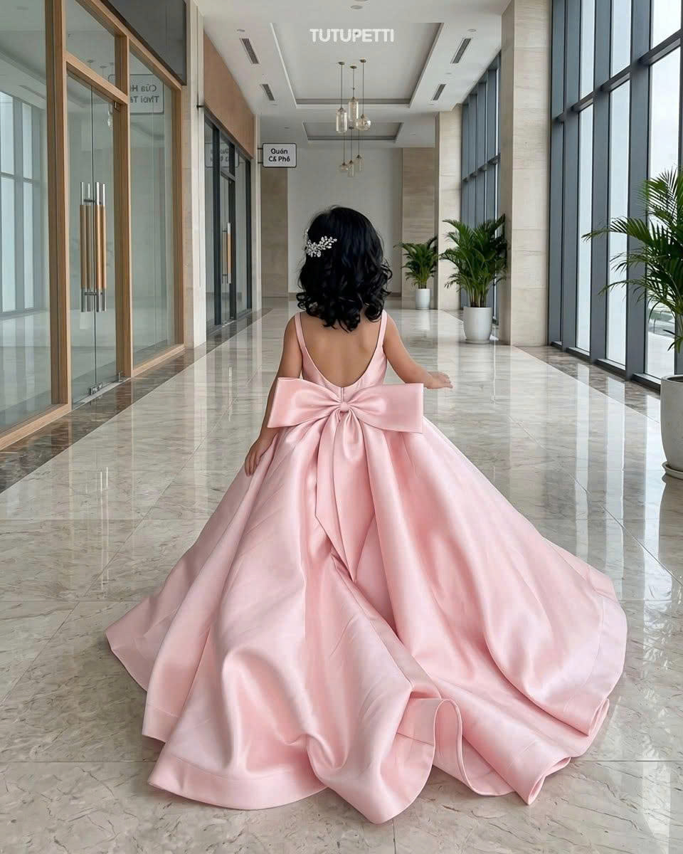 High-Low Birthday Dresses – 2 Breathtaking Supreme Big Bow Satin Gowns - Image 4