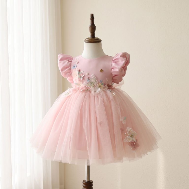 Pink Birthday Dresses for Girls – 1 Breathtaking Enchanting Butterfly Floral Gown