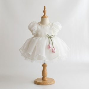 5 Enchanting Baby Party Dresses | Girls Ivory Luxury Tulle Princess Dress with Elegant Ruffle Details