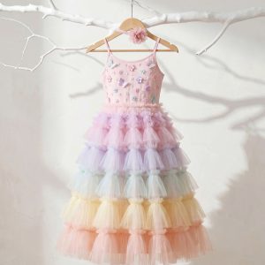 Rainbow Birthday Dresses for Girls – 1 Spectacular Magical Butterfly Tiered Gown