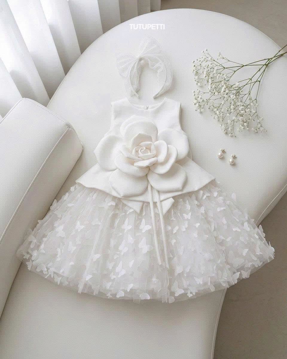 Floral Birthday Dresses – Girls Pink Tulle Dress with Oversized 3D Flower - Image 5