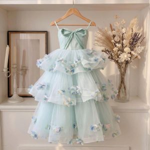Mint Green Birthday Dresses for Girls – 1 Breathtaking Enchanting Tiered Floral Gown