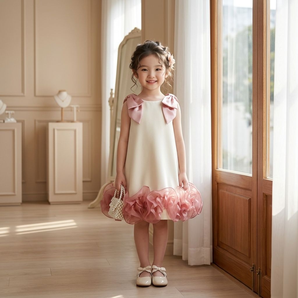 5 Refined Boutique Dresses | Girls Ivory Princess Dress with Elegant Luxury Details - Image 2