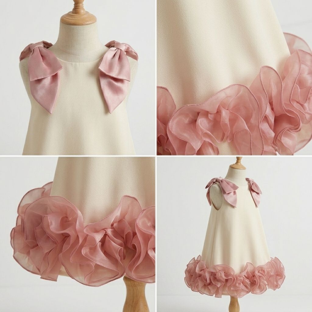 5 Refined Boutique Dresses | Girls Ivory Princess Dress with Elegant Luxury Details - Image 3