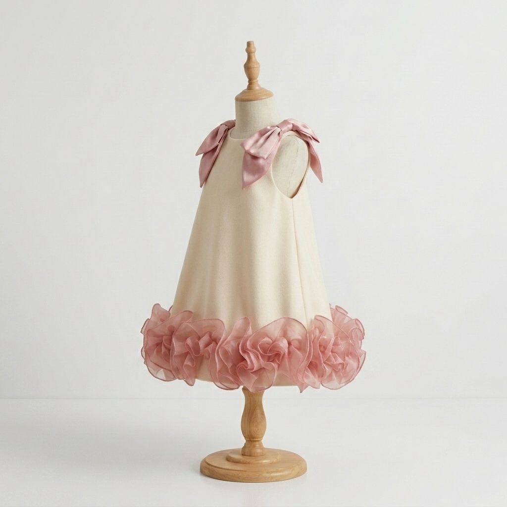 5 Refined Boutique Dresses | Girls Ivory Princess Dress with Elegant Luxury Details - Image 4