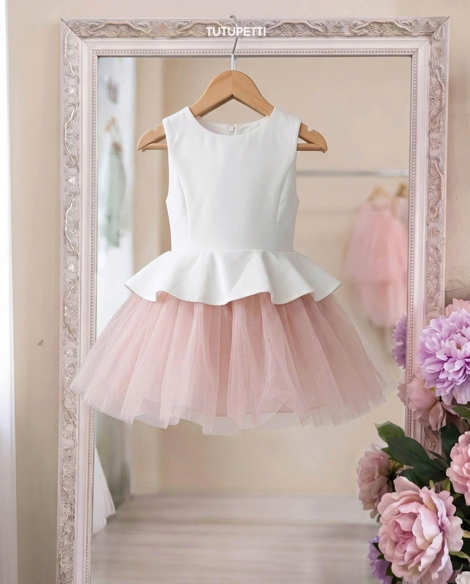 Peplum Birthday Dresses – 1 Charming Delightful Pink White Tulle Dress - Image 4