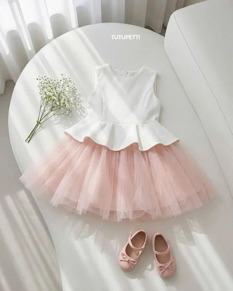 Peplum Birthday Dresses – 1 Charming Delightful Pink White Tulle Dress