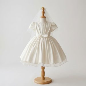 5 Magical Flower Girl Dresses | Elegant White Satin Bow Dress