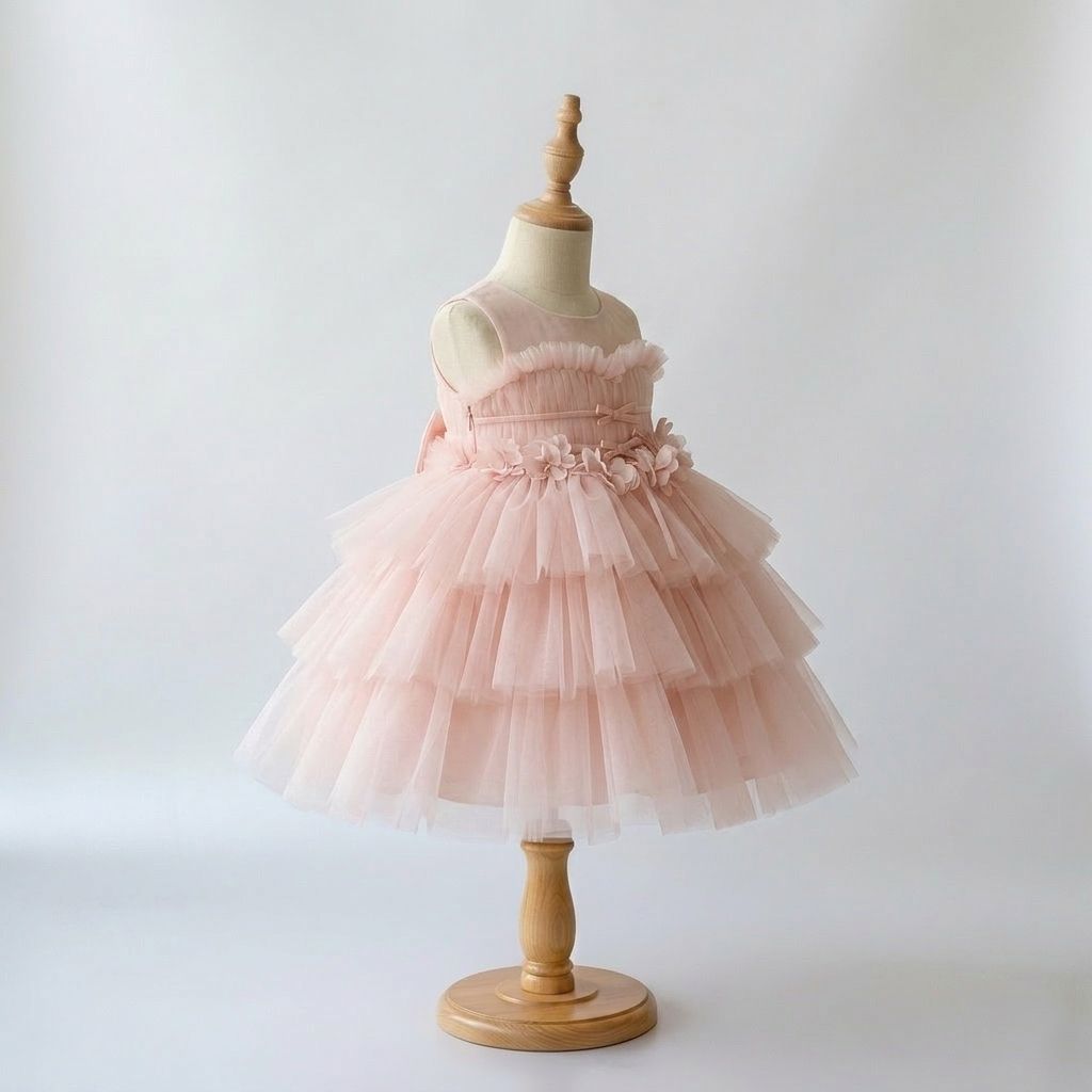 5 Celestial Princess Dresses | Girls Solid Color Tulle Birthday Dress with Elegant Luxury Details - Image 2