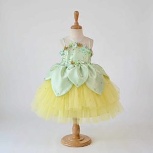 Mint Green and Yellow Flower Girl Dresses | Top 10 Girls Tulle Dress with Floral Beading and Petal Details