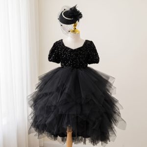 5 Stunning Black Tulle Dresses | Girls Glamorous Sequin Party Dress with Layered Ball Gown Skirt