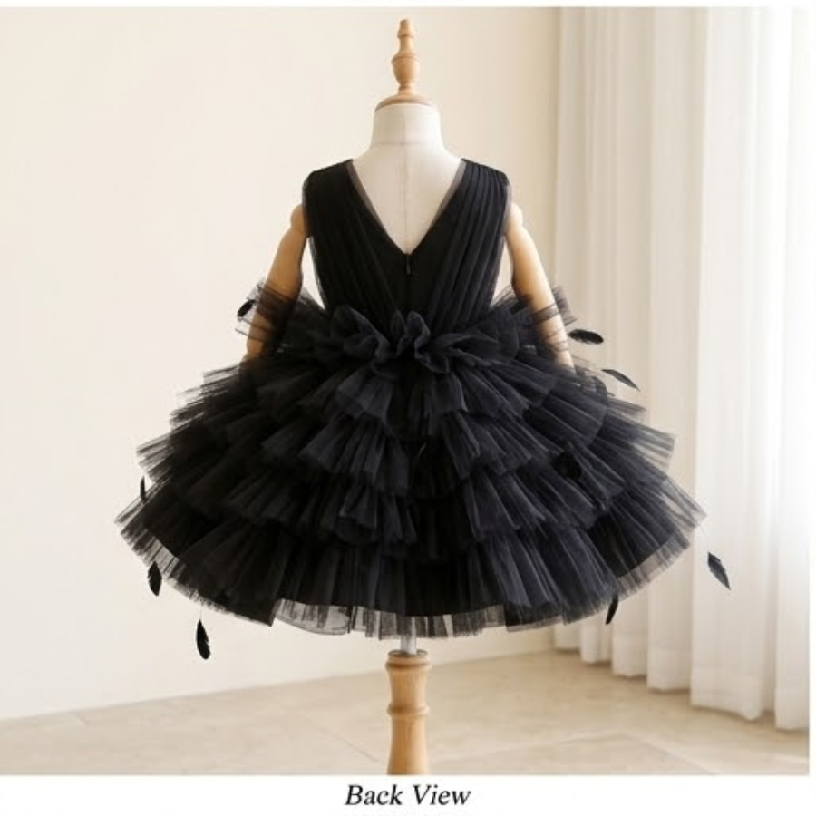 5 Enchanting Tulle Dresses | Girls Black Fairy Tulle Dress with Dramatic Ruffle Skirt - Image 2