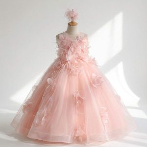 Pink Birthday Dresses for Girls – 1 Breathtaking Romantic 3D Floral Ball Gown