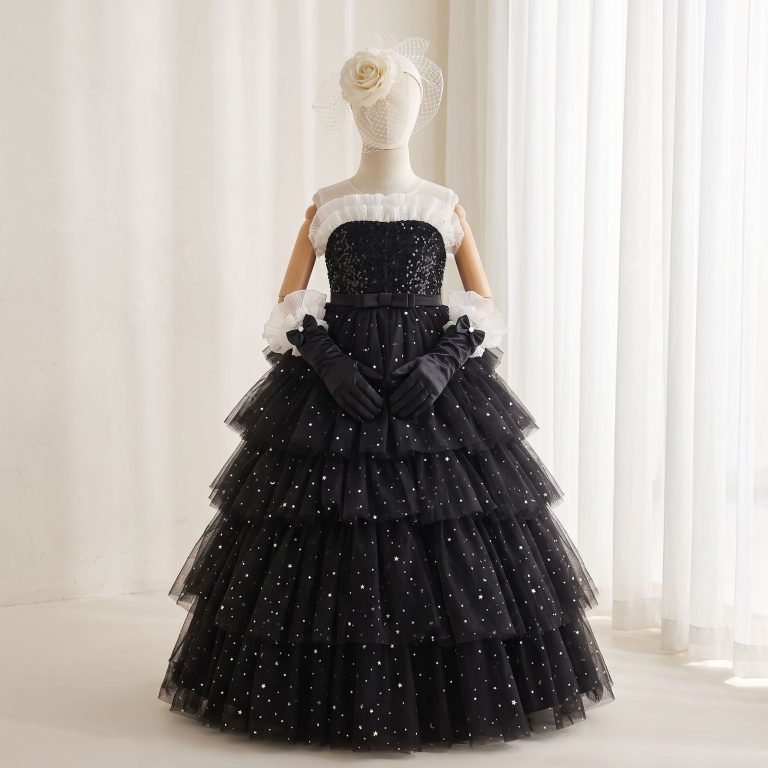 5 Stunning Princess Dresses | Girls Black Sequin Tulle Ball Gown with Star Details