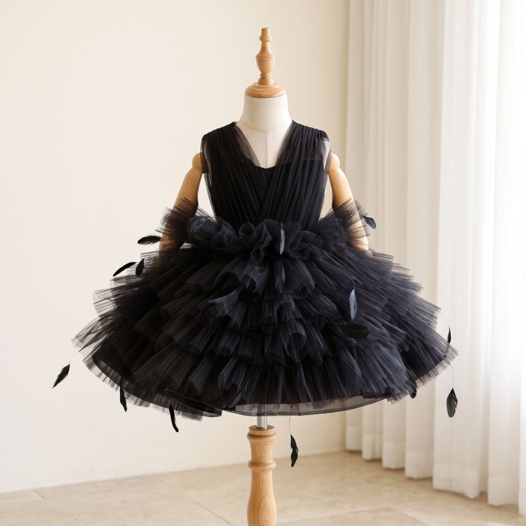 5 Enchanting Tulle Dresses | Girls Black Fairy Tulle Dress with Dramatic Ruffle Skirt