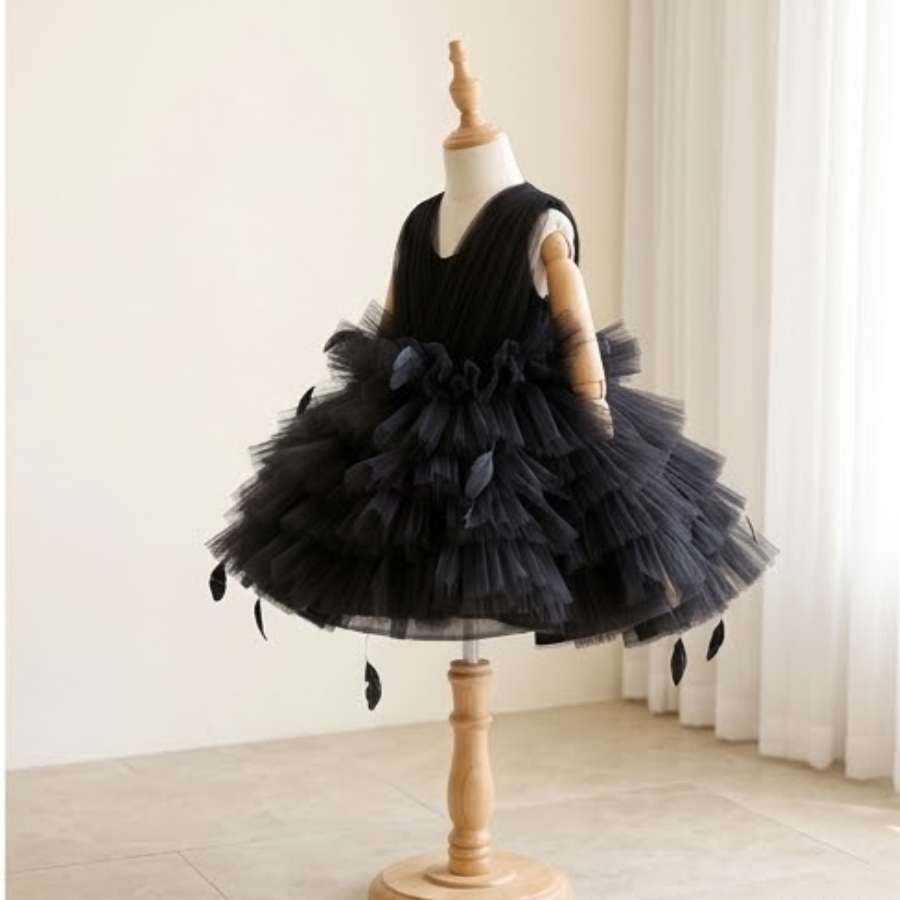 5 Enchanting Tulle Dresses | Girls Black Fairy Tulle Dress with Dramatic Ruffle Skirt - Image 4